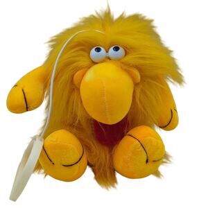 VTG SKM Silly Spring Monster Yellow Toy Stuffed Animal Plush Animal Wild Hair